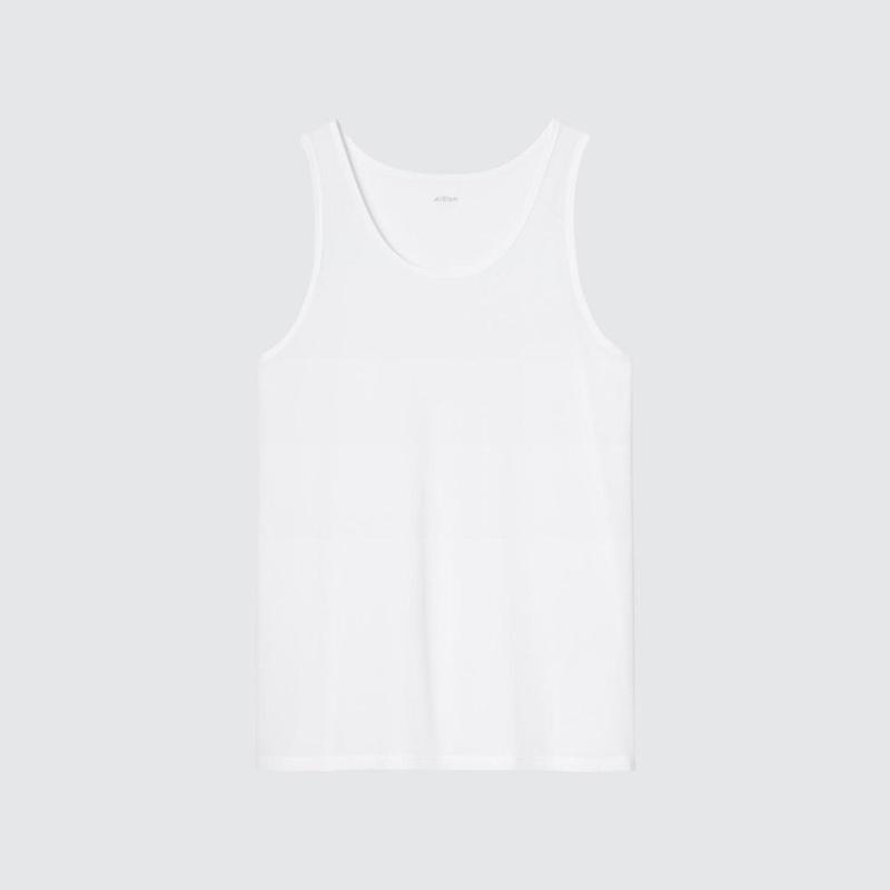 Uniqlo AIRism Tank (Anti-Odour, Mesh) Men Tank Tops White  US |  DUAJ-28376