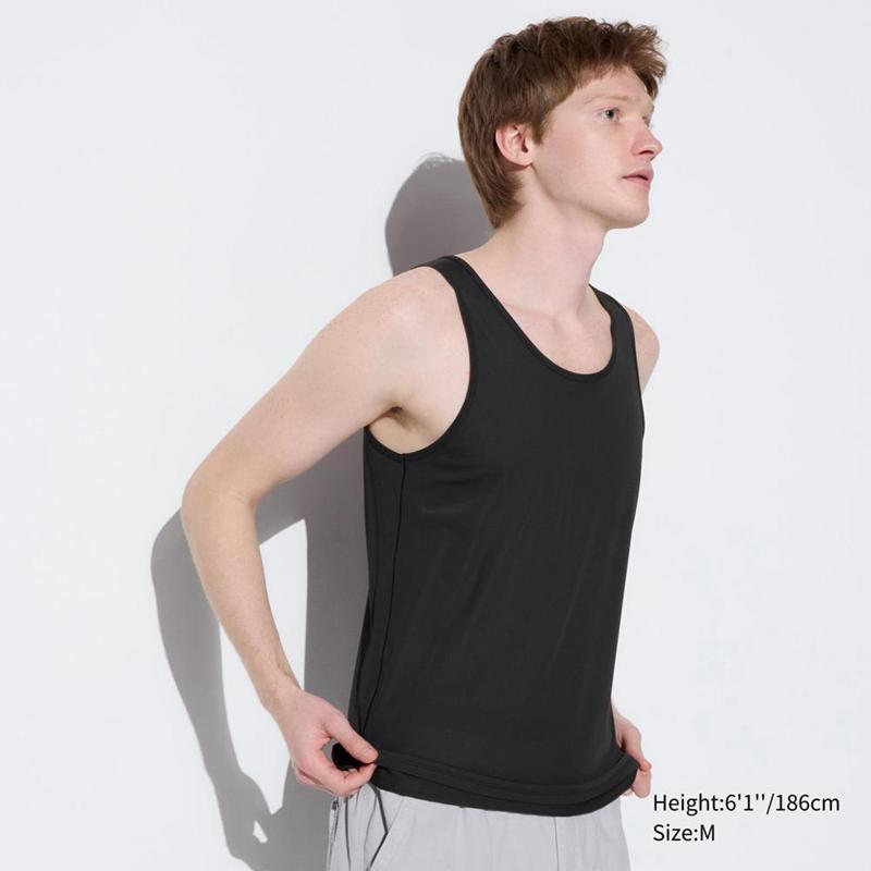 Uniqlo AIRism Tank (Anti-Odour, Mesh) Men Tank Tops Black  US |  NZED-73901