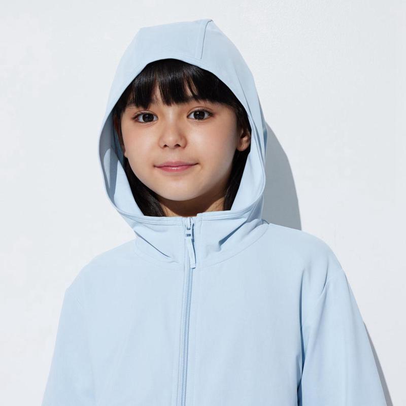 Uniqlo AIRism UV Protection Mesh Kids' Hoodies White  US |  OPFY-86735