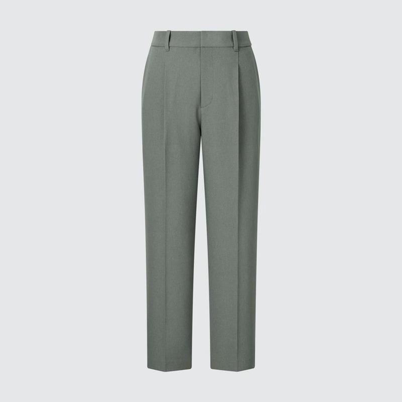 Uniqlo AirSense Pleated (Short) Women Trousers Olive  US |  AZXO-21740