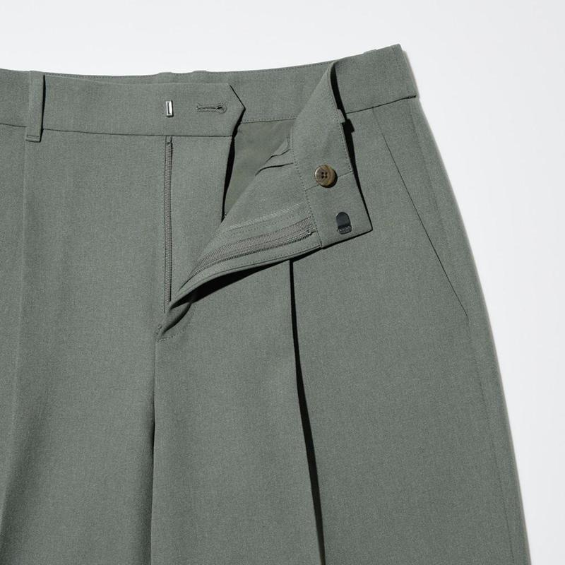 Uniqlo AirSense Pleated (Short) Women Trousers Olive  US |  AZXO-21740