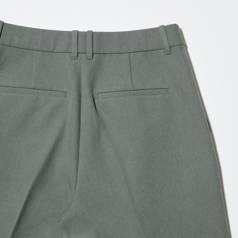 Uniqlo AirSense Pleated (Short) Women Trousers Olive  US |  AZXO-21740