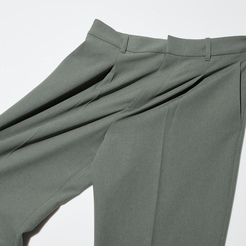 Uniqlo AirSense Pleated (Short) Women Trousers Olive  US |  AZXO-21740