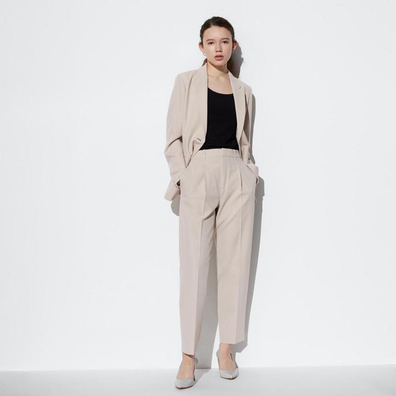 Uniqlo AirSense Pleated Women Trousers Beige  US |  CKZS-68931