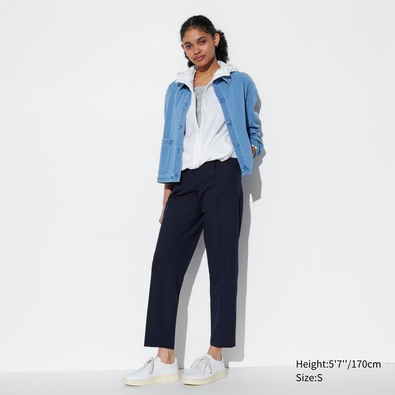 Uniqlo AirSense Pleated Women Trousers Navy  US |  HGWJ-21684