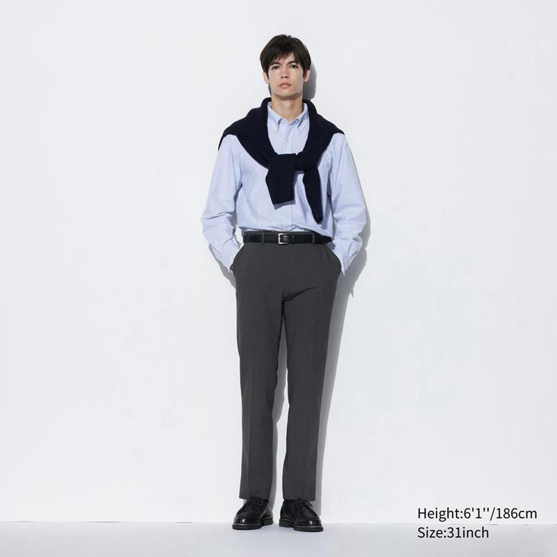 Uniqlo AirSense (Wool-Like) Men Trousers Dark Grey  US |  HDIY-80957