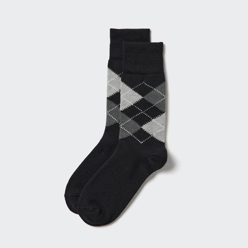 Uniqlo (Argyle) Men Socks Black  US |  MHST-05124