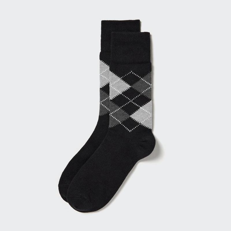 Uniqlo (Argyle) Men Socks Black  US |  ZLOI-12035