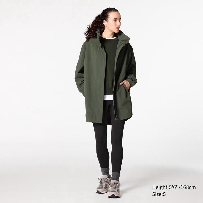 Uniqlo BLOCKTECH Half Women Coats Olive  US |  NWCG-16523