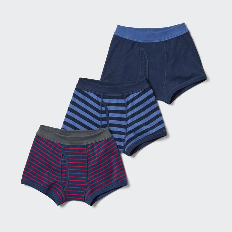 Uniqlo Boys Boxer (Stripe, 3 Pairs) Kids\' Briefs Navy  US |  WTYD-32068