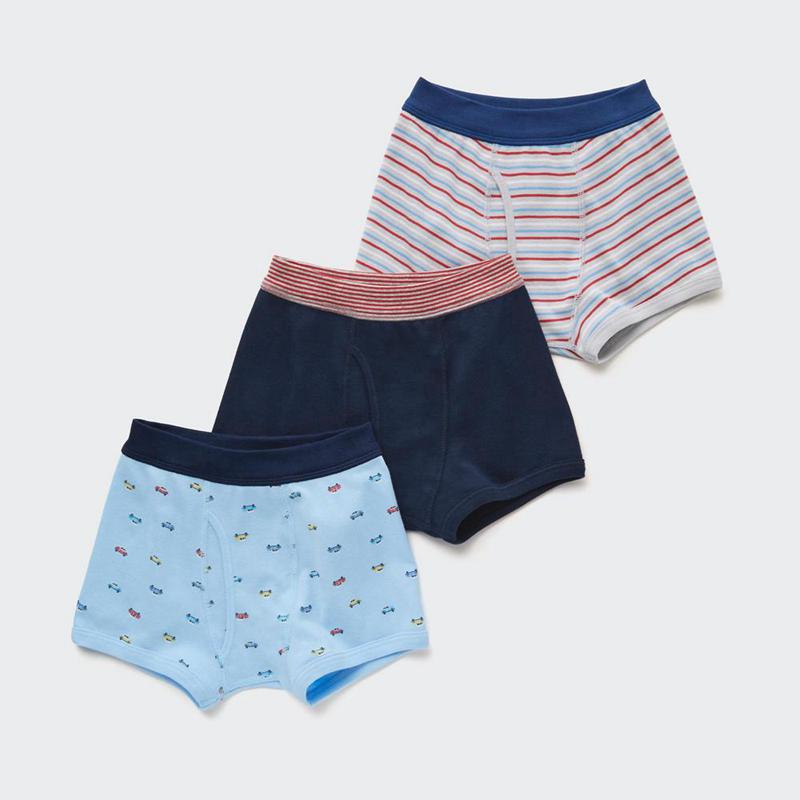 Uniqlo Boys Car Print (Three Pairs) Kids\' Briefs Blue  US |  KFBT-32761