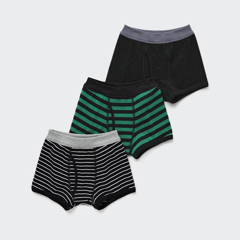 Uniqlo Boys Striped (Three Pairs) Kids\' Briefs Black  US |  LZMU-35126