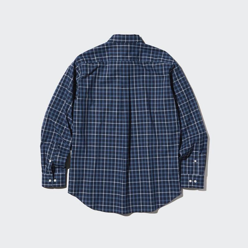 Uniqlo Broadcloth (Button-Down Collar, Check) Men Shirts Blue  US |  MFUQ-28561