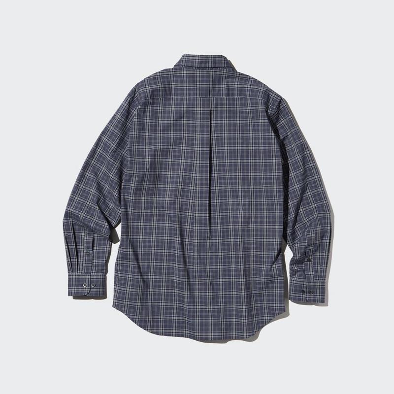 Uniqlo Broadcloth (Button-Down Collar, Check) Men Shirts Dark Grey  US |  ZSVA-59681