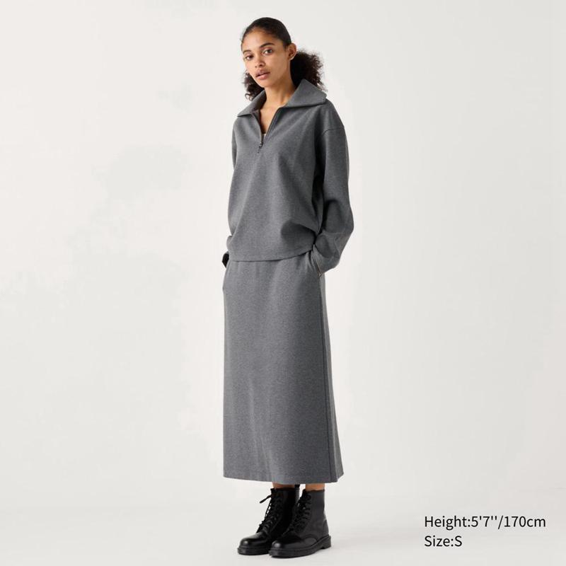 Uniqlo Brushed Jersey Narrow Women Skirts Dark Grey  US |  XUMV-50348