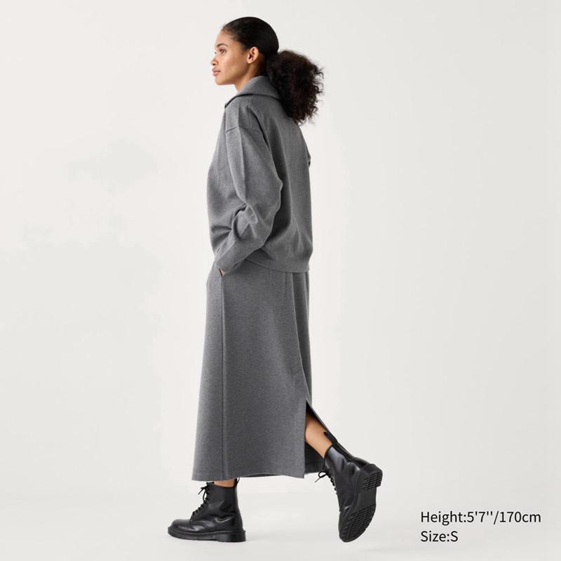 Uniqlo Brushed Jersey Narrow Women Skirts Grey  US |  PIRE-21864