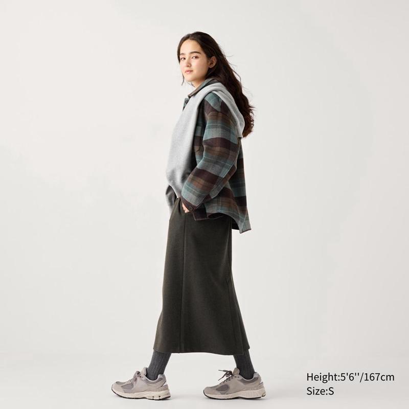 Uniqlo Brushed Jersey Narrow Women Skirts Olive  US |  ZPYK-20614