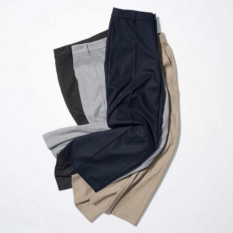 Uniqlo Brushed Jersey Wide (Long) Women Trousers Grey  US |  TXNA-02945