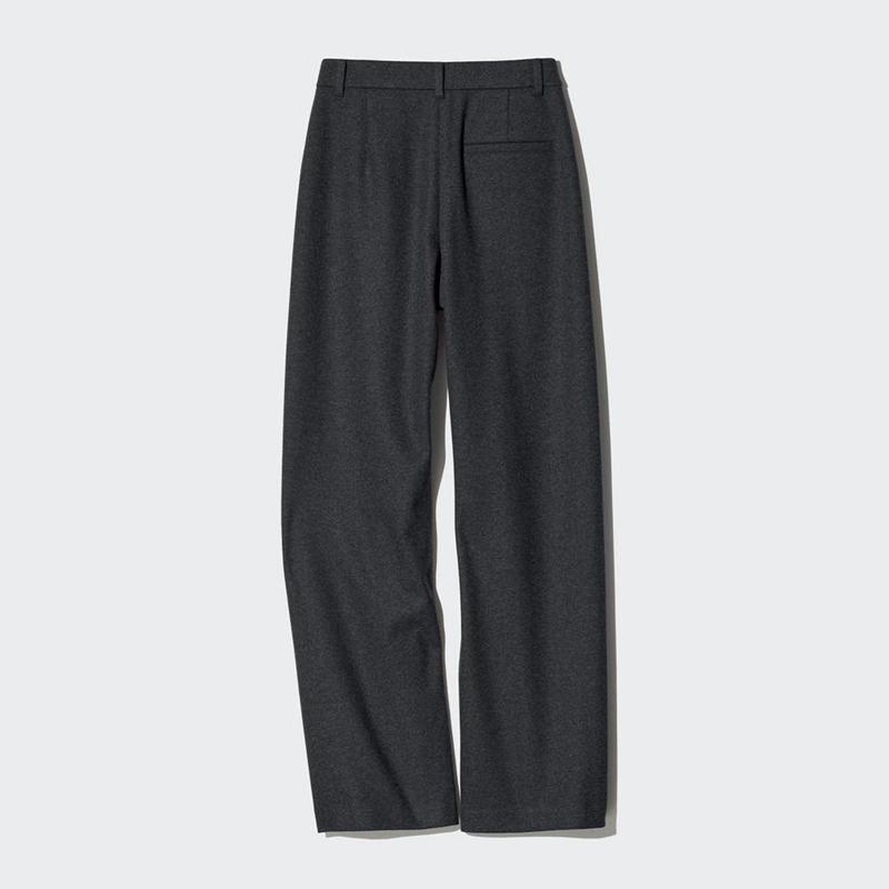 Uniqlo Brushed Jersey Wide (Long) Women Trousers Grey  US |  TXNA-02945