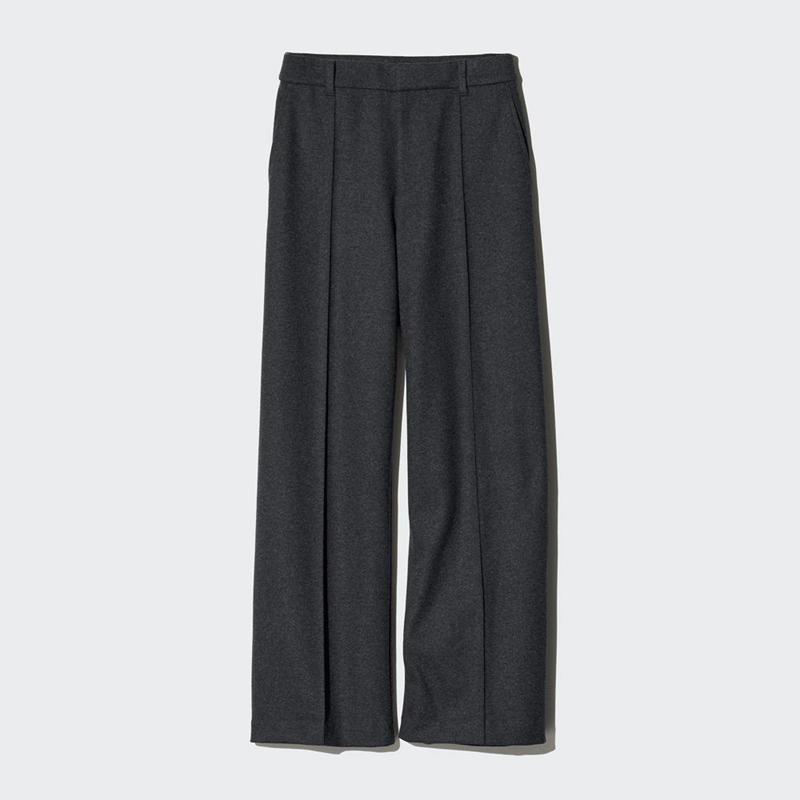 Uniqlo Brushed Jersey Wide Women Trousers Dark Grey  US |  URIJ-71968