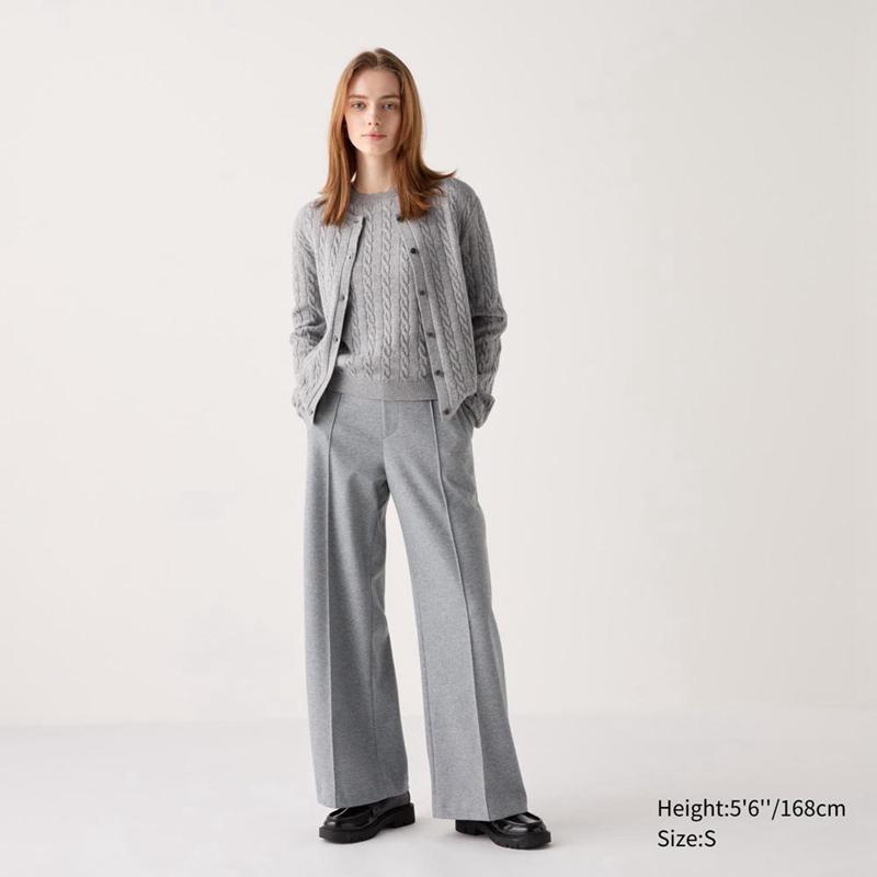 Uniqlo Brushed Jersey Wide Women Trousers Grey  US |  GPRA-68213