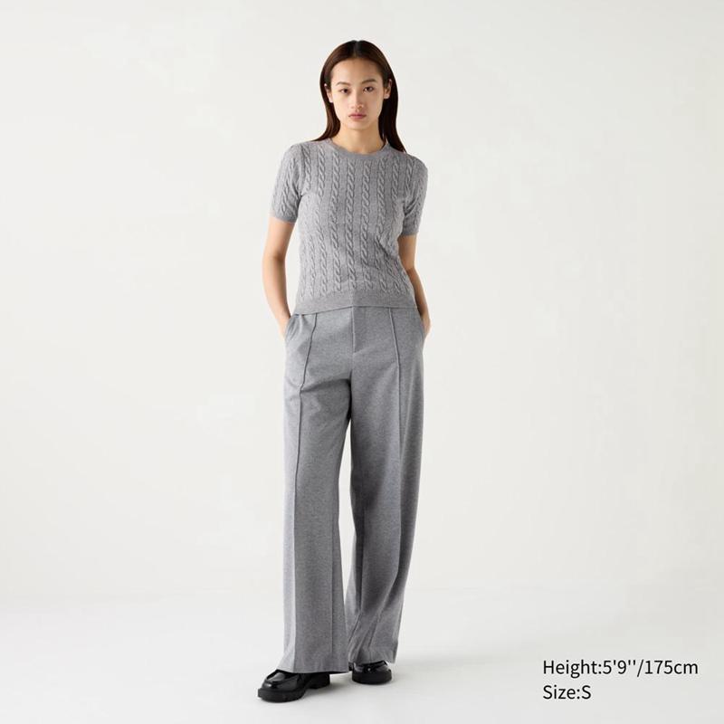 Uniqlo Cable Crew Neck Women Jumper Grey  US |  PTJZ-85037