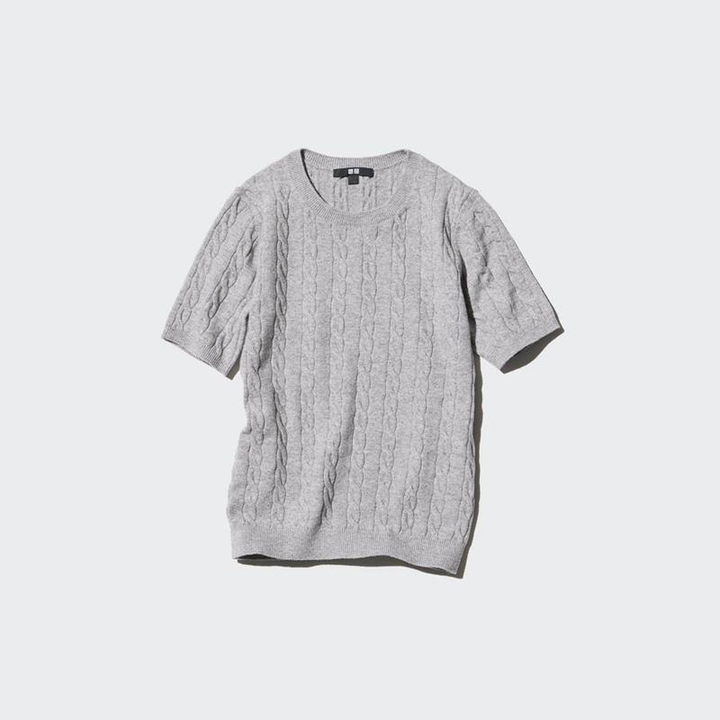 Uniqlo Cable Crew Neck Women Jumper Grey  US |  PTJZ-85037