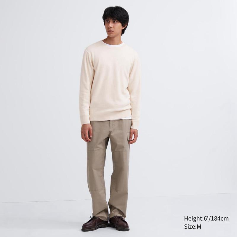 Uniqlo Cashmere Crew Neck Men Jumper Beige  US |  CEWU-53942