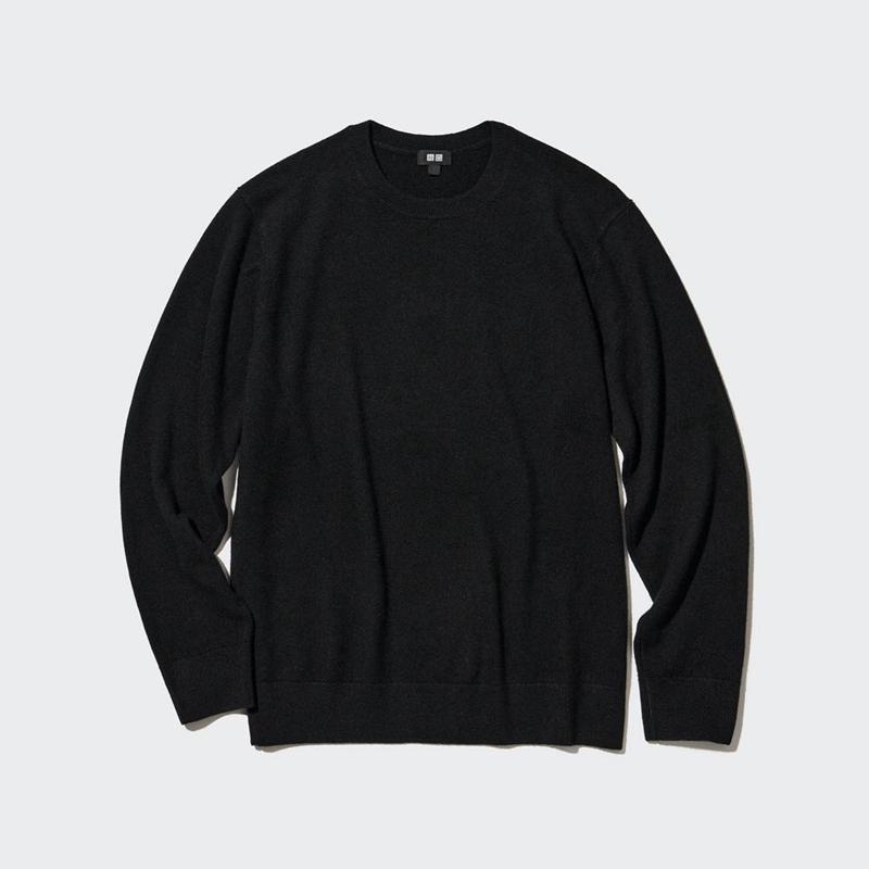 Uniqlo Cashmere Crew Neck Men Jumper Black  US |  AXVB-58327