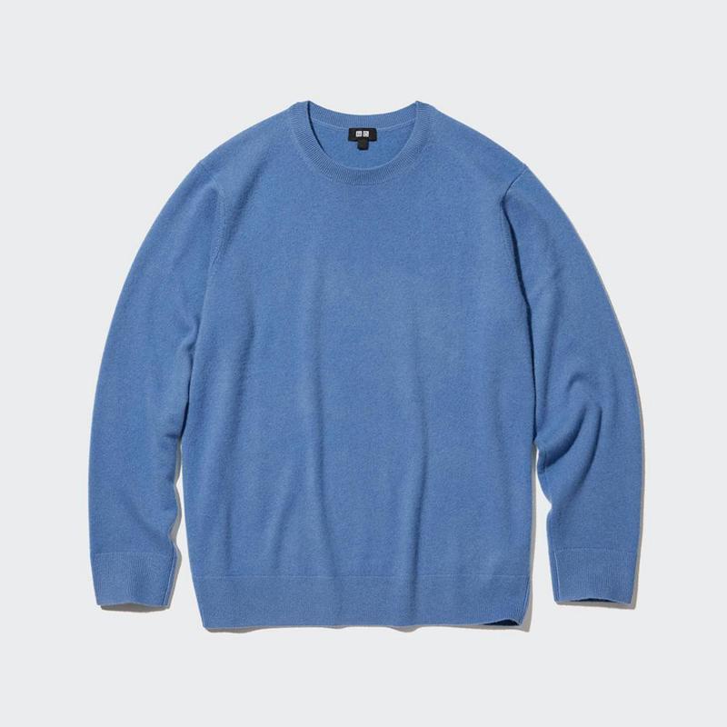 Uniqlo Cashmere Crew Neck Men Jumper Blue  US |  QEMC-26317