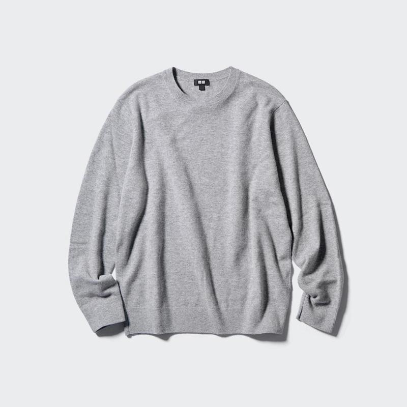 Uniqlo Cashmere Crew Neck Men Jumper Dark Grey  US |  OAMJ-18642