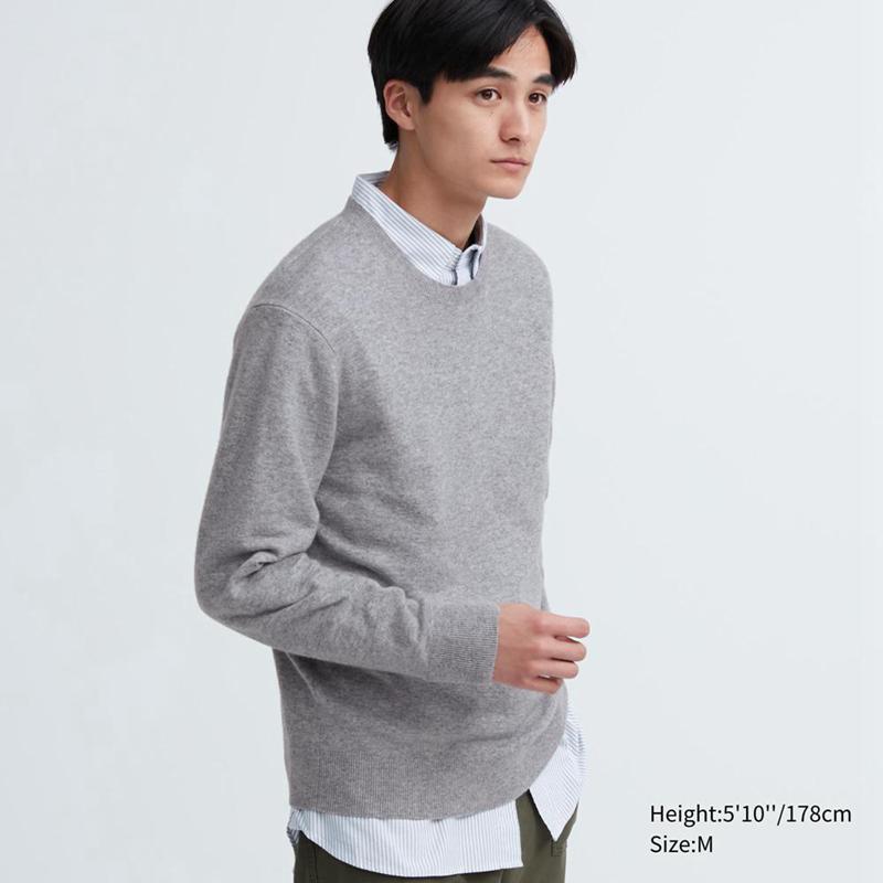 Uniqlo Cashmere Crew Neck Men Jumper Grey  US |  CGKH-90635