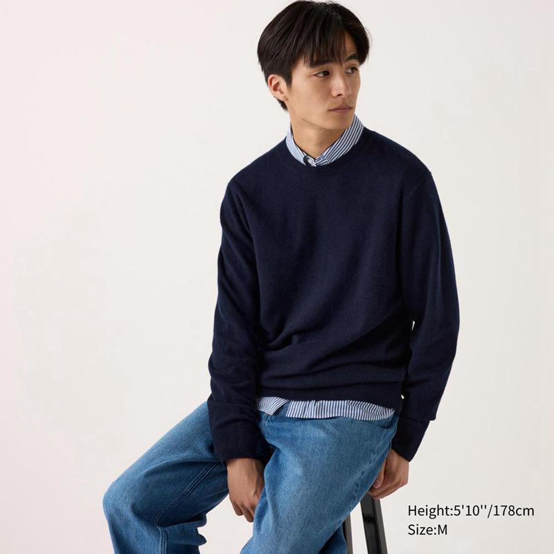 Uniqlo Cashmere Crew Neck Men Jumper Navy  US |  ASDF-01587