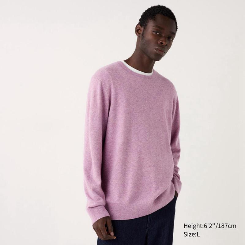 Uniqlo Cashmere Crew Neck Men Jumper Purple  US |  FOKZ-30951