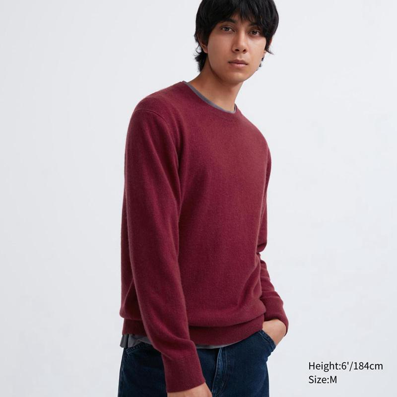 Uniqlo Cashmere Crew Neck Men Jumper Wine  US |  CIPU-37284