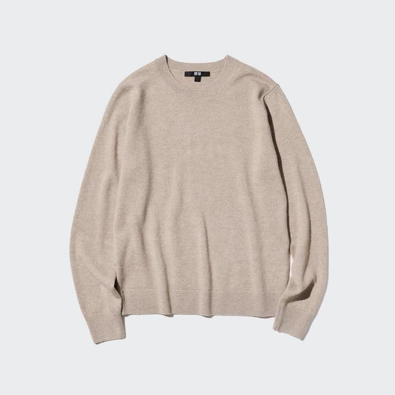 Uniqlo Cashmere Crew Neck Women Jumper Beige  US |  AIHJ-84356