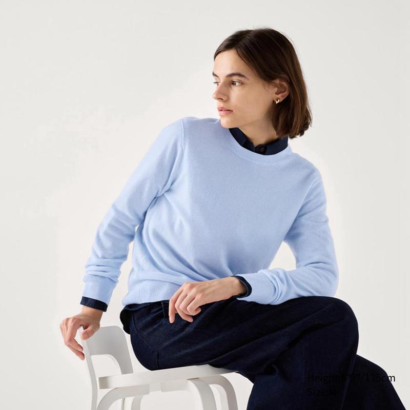 Uniqlo Cashmere Crew Neck Women Jumper Blue  US |  TRXK-95214