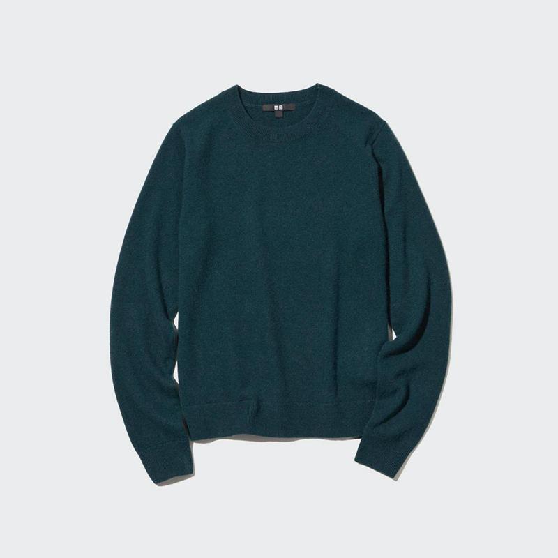 Uniqlo Cashmere Crew Neck Women Jumper Dark Green  US |  XZAQ-91370