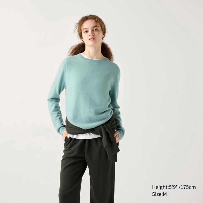 Uniqlo Cashmere Crew Neck Women Jumper Green  US |  XEWU-70269