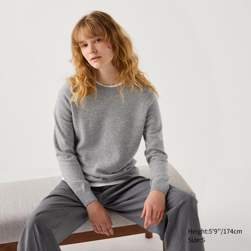 Uniqlo Cashmere Crew Neck Women Jumper Grey  US |  OING-24637