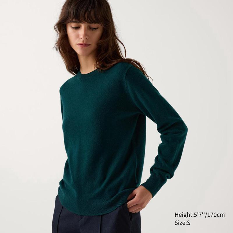 Uniqlo Cashmere Crew Neck Women Jumper Green  US |  PSOX-84569