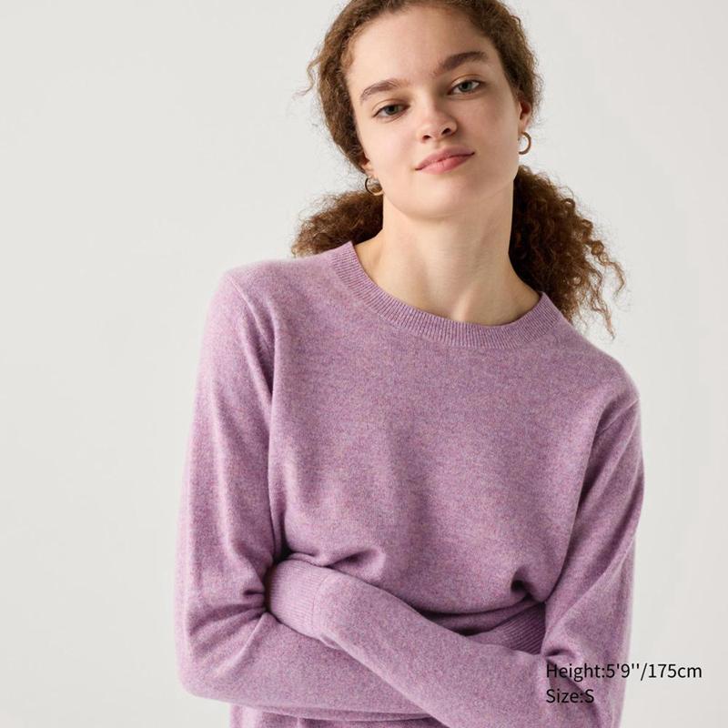 Uniqlo Cashmere Crew Neck Women Jumper Purple  US |  LISH-21583