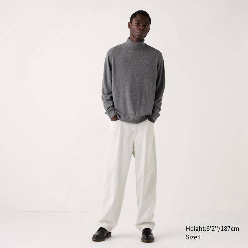 Uniqlo Cashmere Men Jumper Grey  US |  LRKE-30958