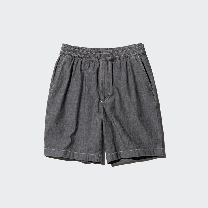 Uniqlo Chambray Stretch Easy Men Shorts Grey  US |  PNWK-47205