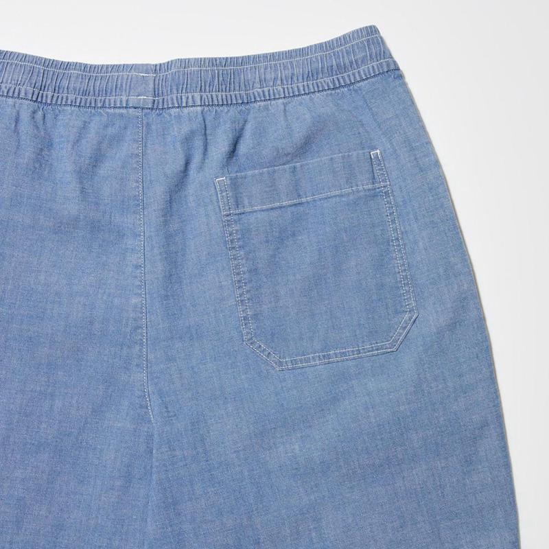 Uniqlo Chambray Stretch Easy Men Shorts Grey  US |  PNWK-47205