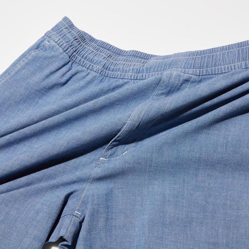 Uniqlo Chambray Stretch Easy Men Shorts Blue  US |  MNTO-97584