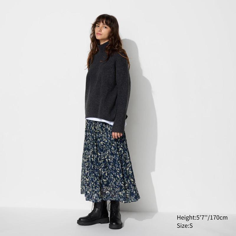 Uniqlo Chiffon (Printed) Women Skirts Navy  US |  IJHG-34281