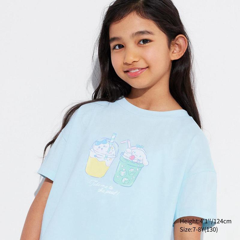 Uniqlo Chiikawa X Sanrio Characters UT Graphic Kids\' T-Shirt Light Blue  US |  QXAM-34297