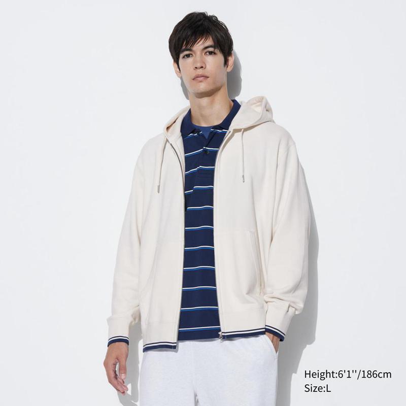 Uniqlo Colour Block Zipped Men Hoodie Off White  US |  YRFA-05241