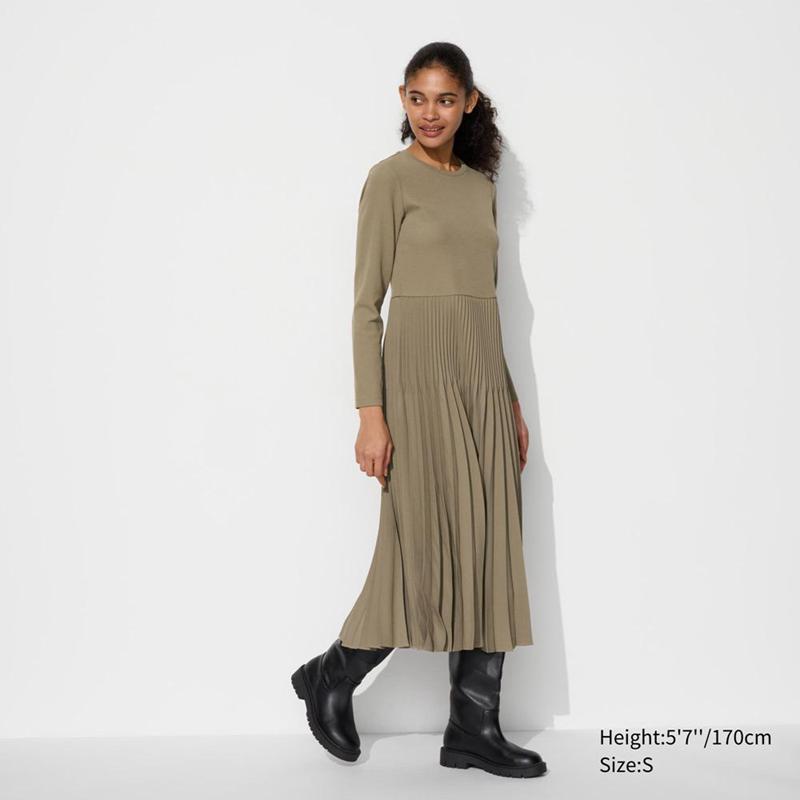 Uniqlo Combination Women Dress Beige  US |  EYZL-63087